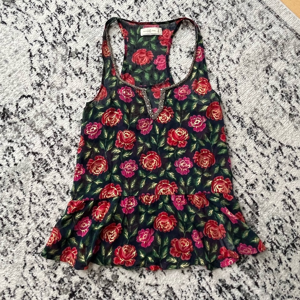 Abercrombie & Fitch Floral Beaded Top